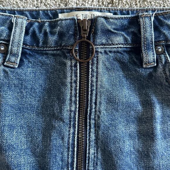 Free People Zip it Up Denim Mini Skirt - Picture 2 of 7